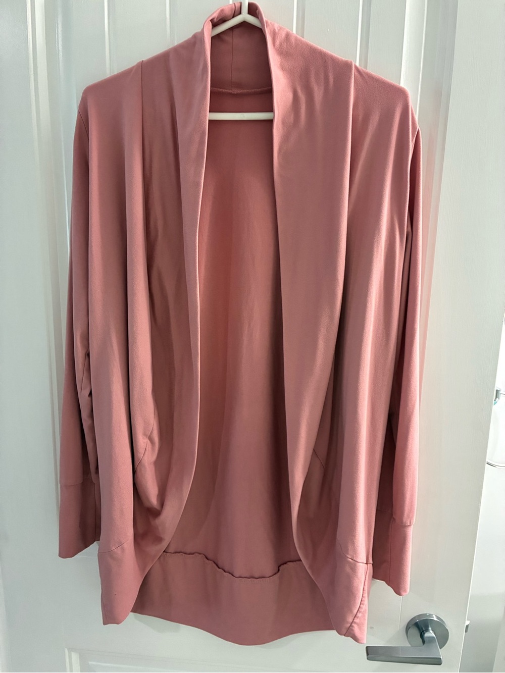 Draped Open-Front Cardigan in Dusty Rose
